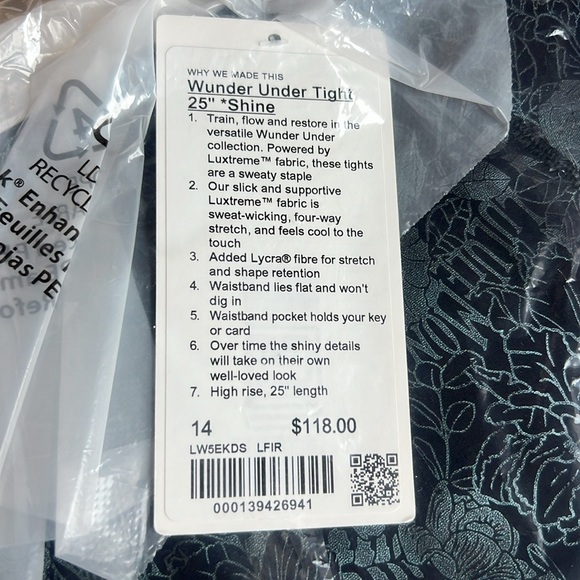 NEW Lululemon Wunder Under Tight 25” Metallic Blue Gray Shine Gym Leggings 14 - Picture 6 of 7